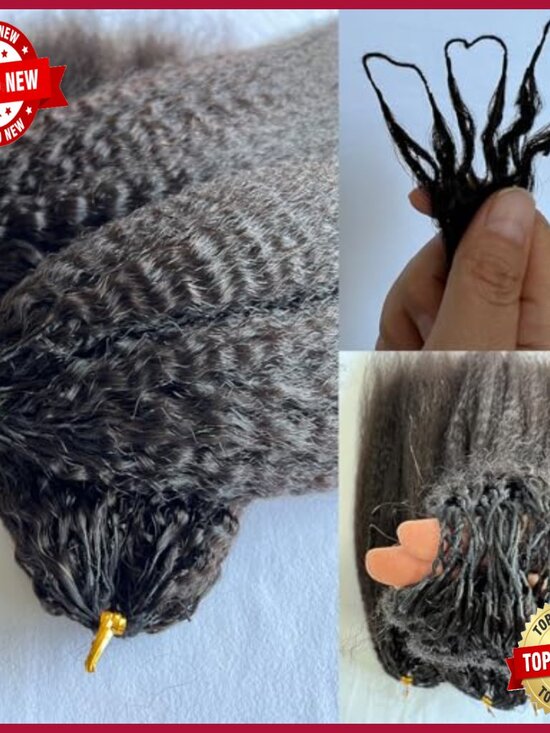 18 Inch Kinky Straight Human Hair Crochet Extensions Knotless Pre-Separated main image 6